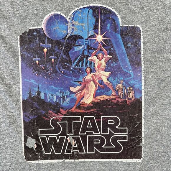 1977 Star Wars Ringer Shirt Men’s Medium Gray Short Sleeve Iron On‎ Graphic - Picture 7 of 16